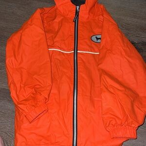 Vintage The Black Dog Orange youth hooded windbreaker with reflective accents.